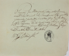 Pozwolenie na poch&oacute;wek Jana Andrzejewskiego na cmentarzu klasztornym z 13.X.1860