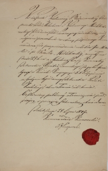 List poświęcony przeniesieniu zwłok i poch&oacute;wku Weroniki Modliborskiej z 28.VII.1847