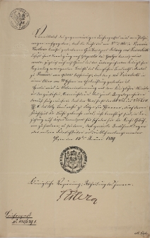 Dokument dotyczący poch&oacute;wku Ludwika Dzierzbickiego z 13.I.1849