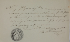 Zgoda na przeniesienie zwłok i pogrzeb Jadwigi Sczanieckiej z 10.IX.1858