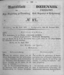 Amtsblatt der K&ouml;niglichen Preussischen Regierung zu Bromberg. 1851.04.25 No.17