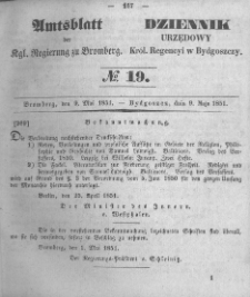 Amtsblatt der K&ouml;niglichen Preussischen Regierung zu Bromberg. 1851.05.09 No.19