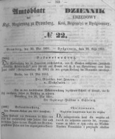 Amtsblatt der K&ouml;niglichen Preussischen Regierung zu Bromberg. 1851.05.30 No.22