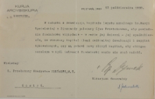 List Kurii Arcybiskupej do Ojca Przełożonego Władysława Służałka z 13.X.1930