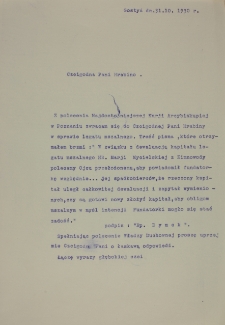 List Ojca Przełożonego Władysława Służałka do hrabiny Mycielskiej z 31.X.1930