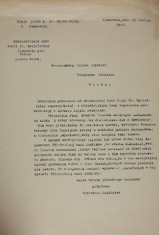 List Kazimierza Zenktelera do Ojca Superiora Władysława Służałka z 19.XI.1930