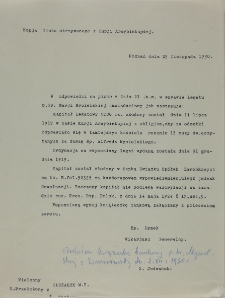 Kopia listu Kurii Arcybiskupiej w Poznaniu do Ojca Przełożonego Władysława Służałka z 29.XI.1930