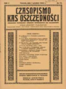 Czasopismo Kas Oszczędności: miesięcznik poświęcony sprawom Komunalnych Kas Oszczędności: organ urzędowy i publikacyjny Komunalnego Związku Kredytowego i Komunalnego Banku Kredytowego w Poznaniu 1932.12.01 R.7 Nr12