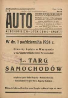 Auto: ilustrowane czasopismo sportowo-techniczne: organ Automobilklubu Polski: automobilizm, lotnictwo, sporty 1924.10.01 R.3 Nr19