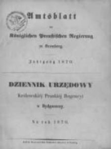 Amtsblatt der K&ouml;niglichen Preussischen Regierung zu Bromberg. 1870.01.07 No.1