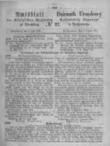 Amtsblatt der K&ouml;niglichen Preussischen Regierung zu Bromberg. 1871.07.07 No.27