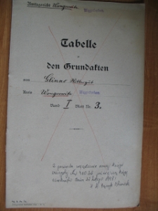 Zesp&oacute;ł: Sąd w Wągrowcu, sygn. brak (akta jeszcze nie zinwentaryzowane): Tabela do akt gruntowych d&oacute;br rycerskich Glinno Tom I Karta 3