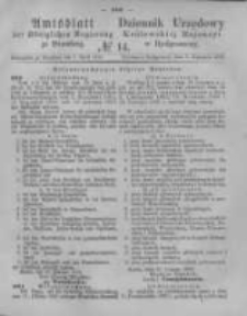 Amtsblatt der K&ouml;niglichen Preussischen Regierung zu Bromberg. 1876.04.07 No.14