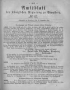 Amtsblatt der K&ouml;niglichen Preussischen Regierung zu Bromberg. 1878.11.22 No.47