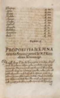 Propositia JKM [Zygmunta III] na tymze seymie przes [...] kanclerza koronnego [Feliksa Kryskiego], [03.12.1613]