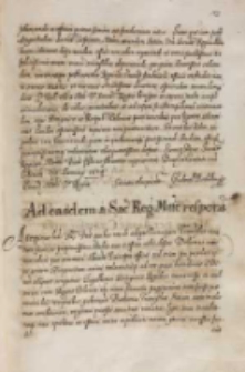 Ad easdem a Sacra Regia Mtte [Sigismundo III] respons [Gabrieli Bethlen], Warszawa 06.03.1614