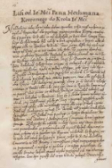 List od [...] hetmana koronnego [Stanisława Żółkiewskiego] do krola [...] [Zygmunta III], Żółkiew 09.04.1614