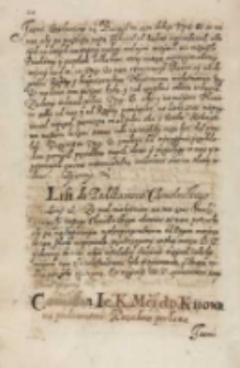 Comissia Ie[go] K[rólewskiej] M[oś]ci do Kiiowa na poskromienia Kozakow posłana, Dan w Warszawie 15.03.1614