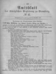 Amtsblatt der K&ouml;niglichen Preussischen Regierung zu Bromberg. 1879.11.21 No.47