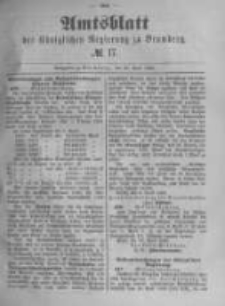 Amtsblatt der K&ouml;niglichen Preussischen Regierung zu Bromberg. 1889.04.26 No.17