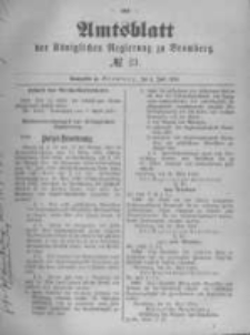 Amtsblatt der K&ouml;niglichen Preussischen Regierung zu Bromberg. 1891.06.03 No.23