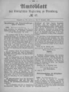 Amtsblatt der K&ouml;niglichen Preussischen Regierung zu Bromberg. 1891.11.19 No.47