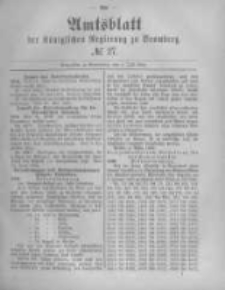 Amtsblatt der K&ouml;niglichen Preussischen Regierung zu Bromberg. 1882.07.07 No.27
