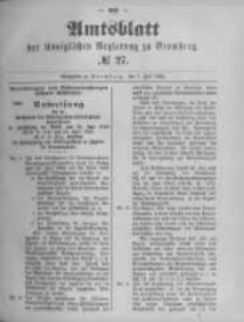 Amtsblatt der K&ouml;niglichen Preussischen Regierung zu Bromberg. 1892.07.07 No.27