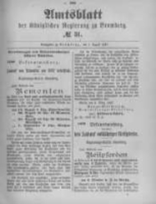 Amtsblatt der K&ouml;niglichen Preussischen Regierung zu Bromberg. 1897.08.05 No.31