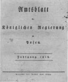 Amtsblatt der K&ouml;niglichen Regierung zu Posen. 1818.01.06 Nro.1