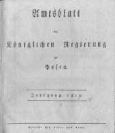 Amtsblatt der Königlichen Regierung zu Posen. 1819.01.05 Nro.1