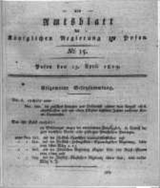 Amtsblatt der K&ouml;niglichen Regierung zu Posen. 1819.04.13 Nro.15