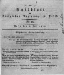 Amtsblatt der K&ouml;niglichen Regierung zu Posen. 1819.07.06 Nro.28