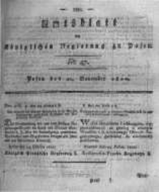 Amtsblatt der K&ouml;niglichen Regierung zu Posen. 1820.11.21 Nro.47