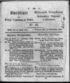 Amtsblatt der K&ouml;niglichen Regierung zu Posen. 1821.04.17 Nro.16