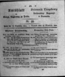 Amtsblatt der K&ouml;niglichen Regierung zu Posen. 1821.09.18 Nro.38