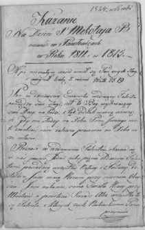 Kazanie Na Dzień Ś. Mikołaja B. miane w Pawłowicach w Roku 1812 i 1813