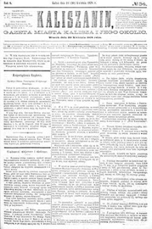 Kaliszanin: gazeta miasta Kalisza i jego okolic 1878.04.30 Nr34
