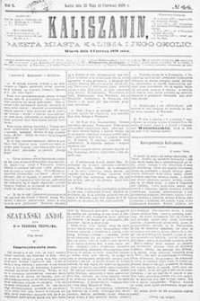 Kaliszanin: gazeta miasta Kalisza i jego okolic 1878.06.04 Nr44