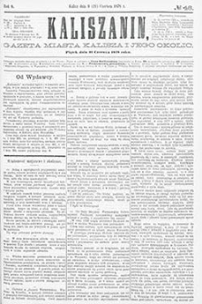 Kaliszanin: gazeta miasta Kalisza i jego okolic 1878.06.21 Nr48