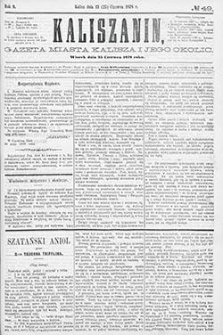 Kaliszanin: gazeta miasta Kalisza i jego okolic 1878.06.25 Nr49