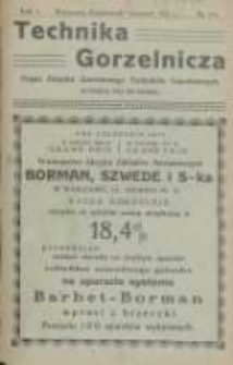 Technika Gorzelnicza: organ Związku Zawodowego Technik&oacute;w Gorzelniczych: poświęcony gorzelnictwu oraz pokrewnym gałęziom przemysłu rolnego i przetw&oacute;rczego 1924 październik/listopad R.3 Nr5/6