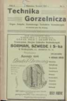 Technika Gorzelnicza: organ Związku Zawodowego Technik&oacute;w Gorzelniczych: poświęcony gorzelnictwu oraz pokrewnym gałęziom przemysłu rolnego i przetw&oacute;rczego 1925 sierpień R.4 Nr5