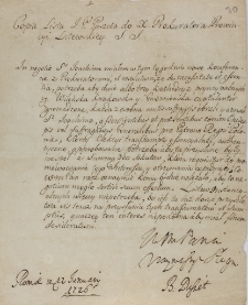 Copia listu JP Puszeta do x. Prokuratora Prowincyi Litewskiey S. J