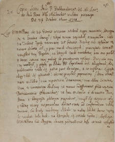 Copia listu Imci. P. Podkanclerze W. X. Lite: [Stanisław Szczuka] do Imci. Pana Wdy Malborskie; [Jerzy Przebendowski] w Sidrze pisanego die 28 octobris anno 1701