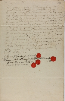 Deklaracja lojalności wobec Augusta II, złożona na ręce Stanisława Denhoffa, miecznika kor. i marszałka konfederacji 22.06.1705