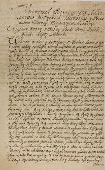 Uniwersał ostrzegaiący adherent&oacute;w wszystkich fautor&oacute;w y pomocnik&oacute;w partiy nieprzyiacielskiey