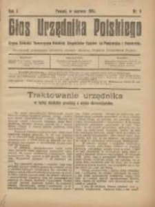 Głos Urzędnika Polskiego : organ Związku Towarzystw Polskich Urzędników Państwowych na Poznańskie i Pomorskie 1921.06 R.1 Nr3