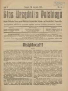 Głos Urzędnika Polskiego : organ Związku Towarzystw Polskich Urzędników Państwowych na Poznańskie i Pomorskie 1921.08 R.1 Nr5