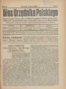 Głos Urzędnika Polskiego : organ Związku Towarzystw Polskich Urzędników Państwowych na Poznańskie i Pomorskie 1922.07.01 R.2 Nr9